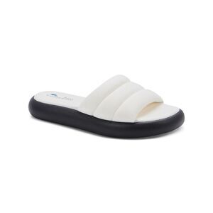 AQUA COLLEGE Womens Ivory Snake Simona Toe Platform Slip On Slide Sandals 8 M